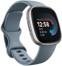 Fitbit Versa 4 Fitness Smartwatch - Waterfall Blue/Platinum Grade Good Used