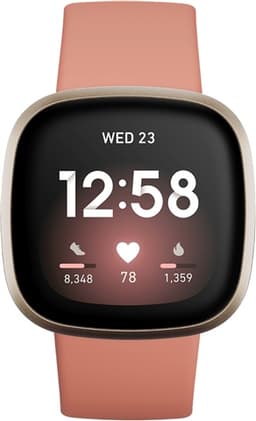 Fitbit Versa 3 Health & Fitness Smartwatch - Pink Clay / Soft Gold Grade Good Used