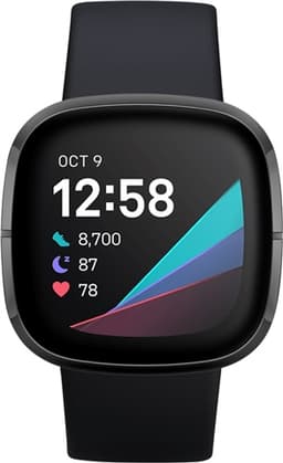 Fitbit Sense Health And Fitness Smartwatch+GPS - Carbon/Graphite Steel Grade Fair Used