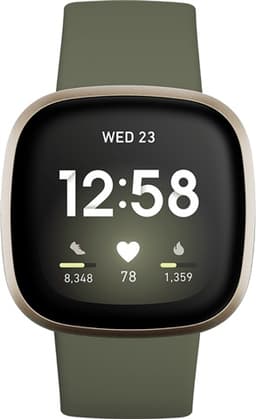 Fitbit Versa 3 Health & Fitness Smartwatch - Olive/Soft Gold Grade Good Used
