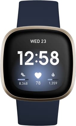 Fitbit Versa 3 Health & Fitness Smartwatch - Midnight / Soft Gold Grade Good Used
