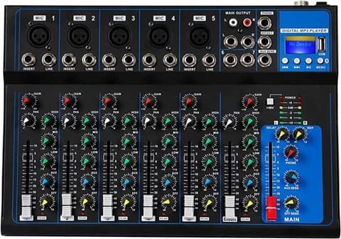 Depusheng HT7 BT Portable Audio Mixer w/USB DJ Sound Mixing Console Grade Good Used