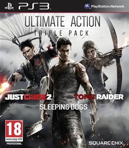 Ultimate Action Triple Pack: Tomb Raider Sleeping Dogs Just Cause 2 Used Playstation 3 Game