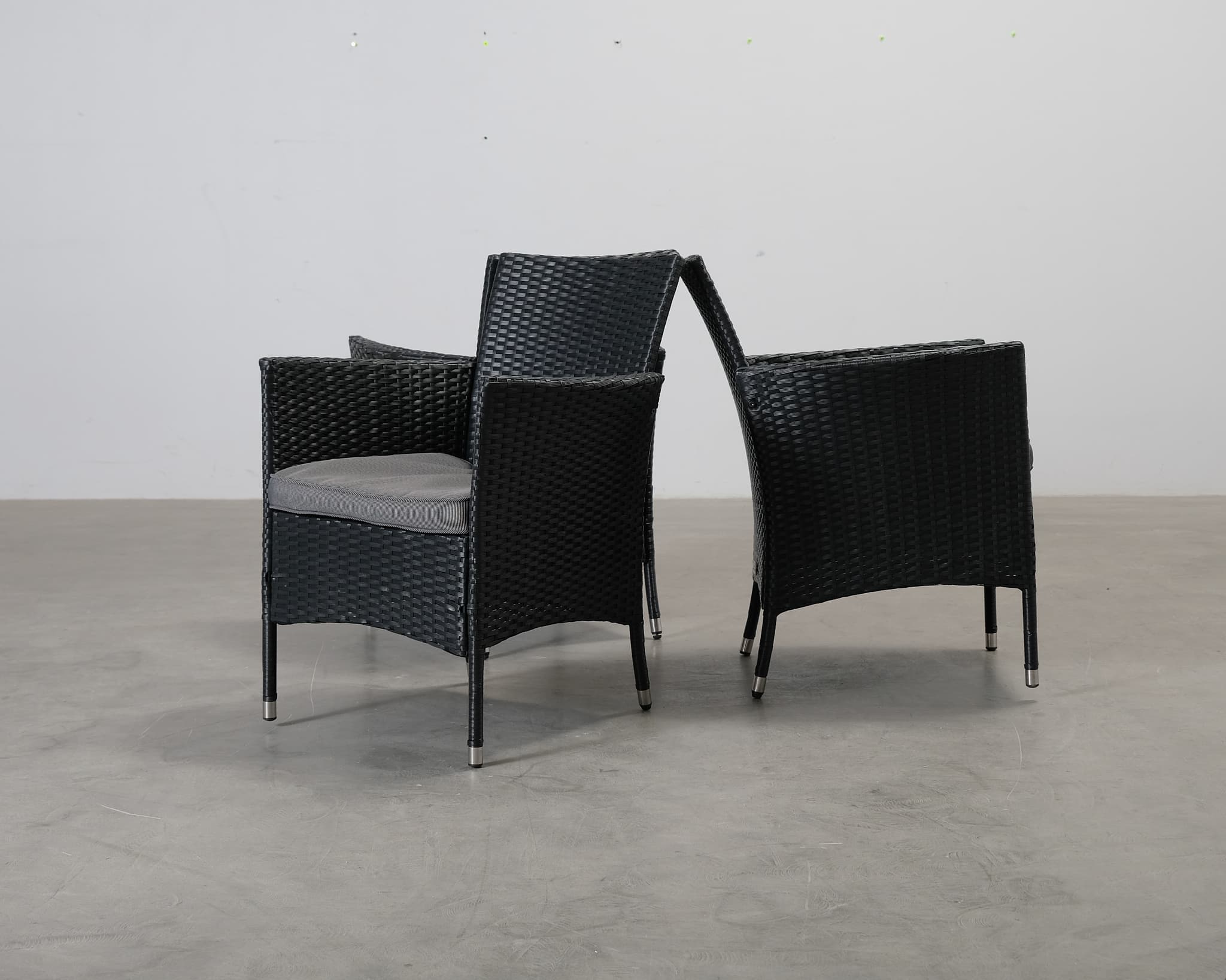 Thor trädgårdsstol svart, set om 3