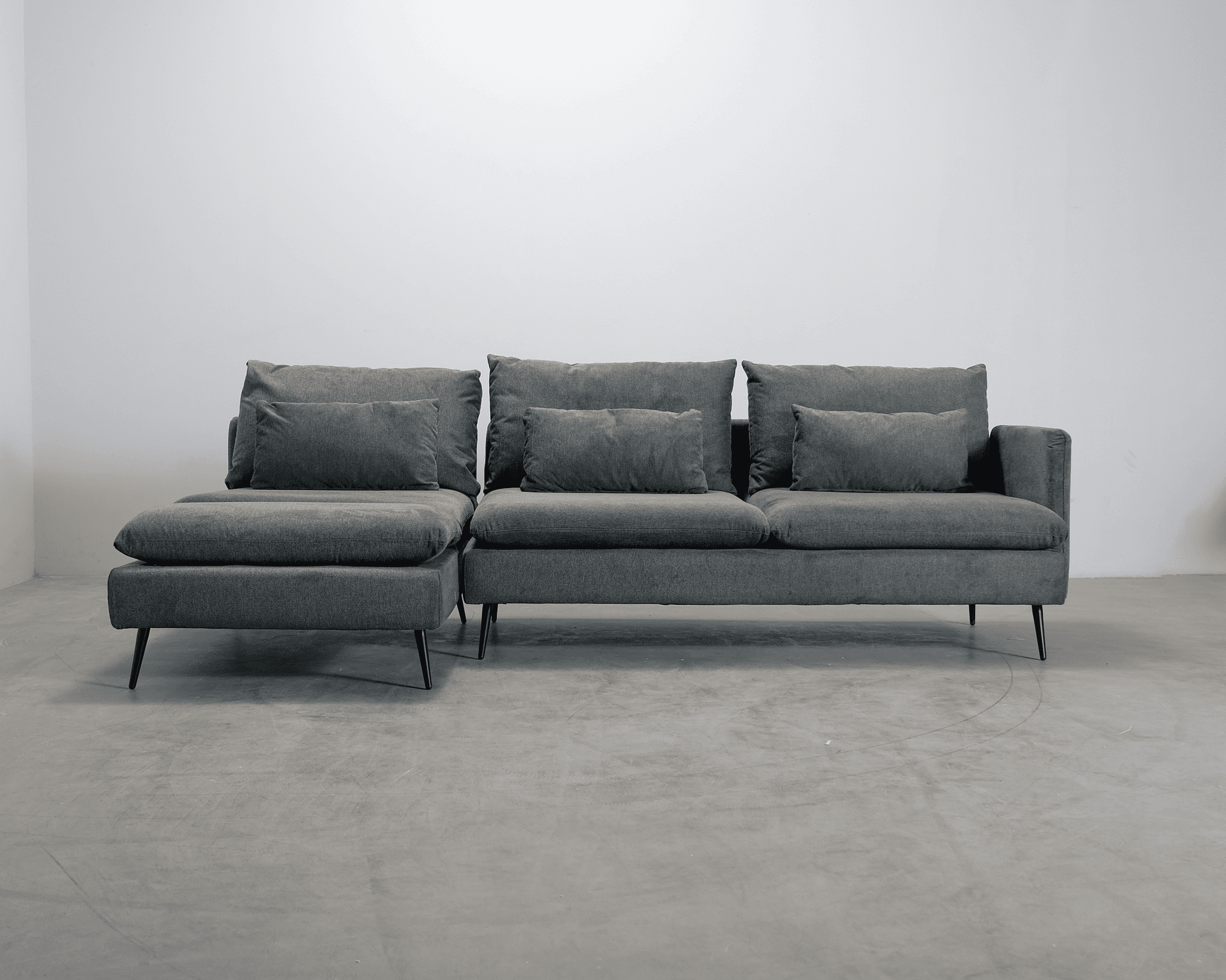 Svartvik 3-sits schäslongsoffa grå