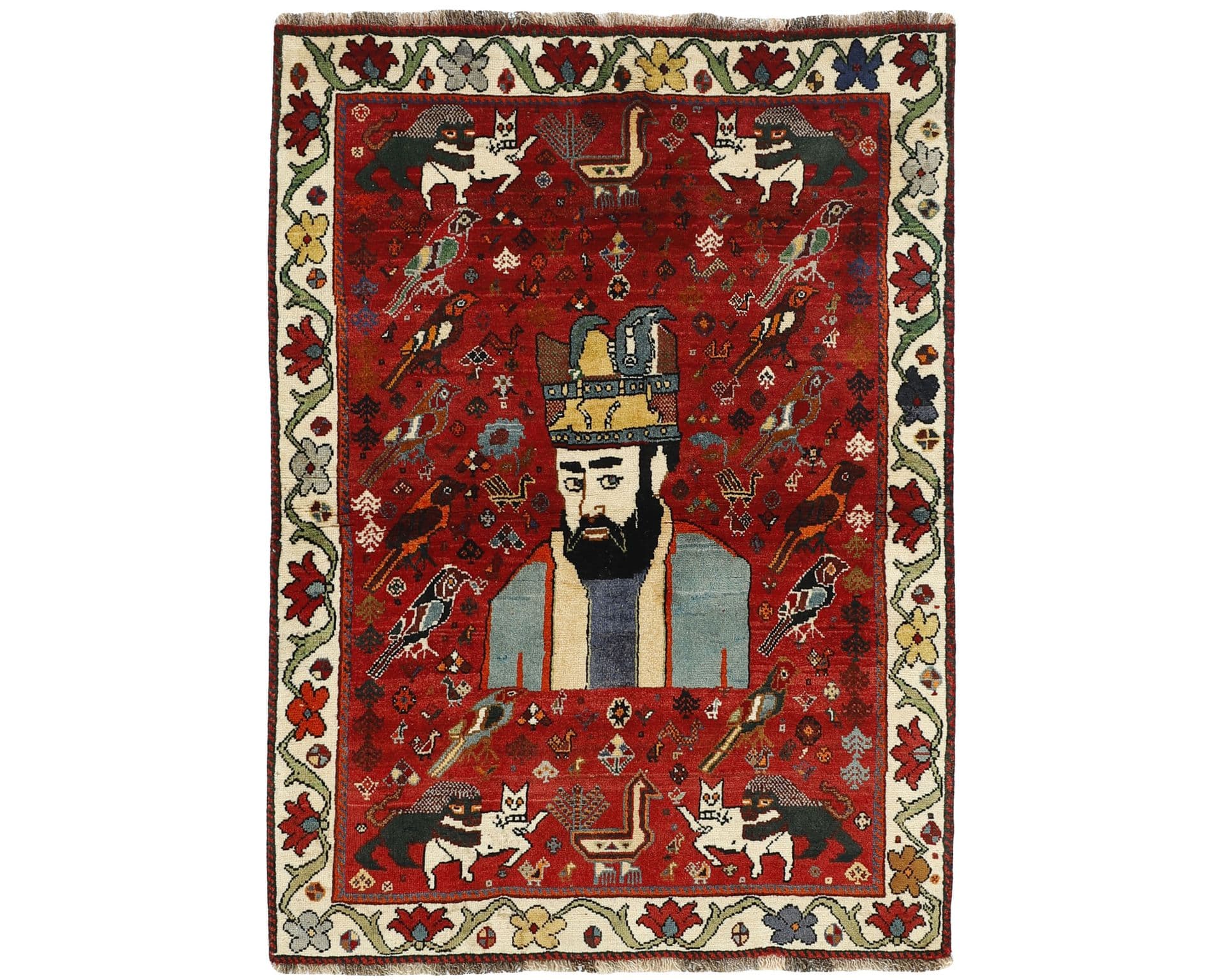 Old Figural Kashghai orientalisk matta 122 x 168 cm