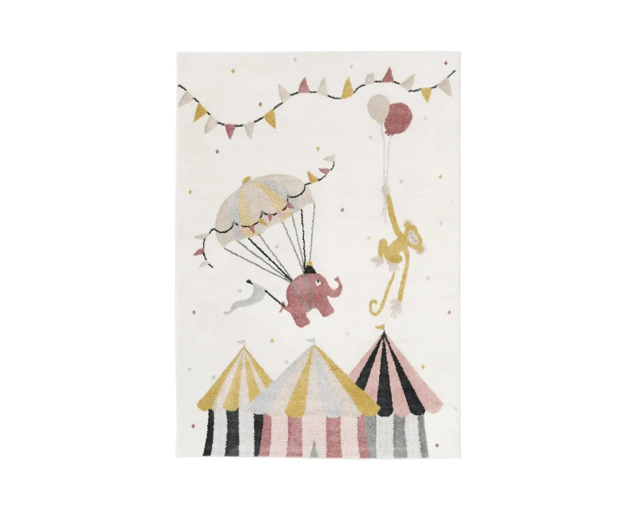 Rugvista Essential Monkey Circus matta 160 x 230 cm vit