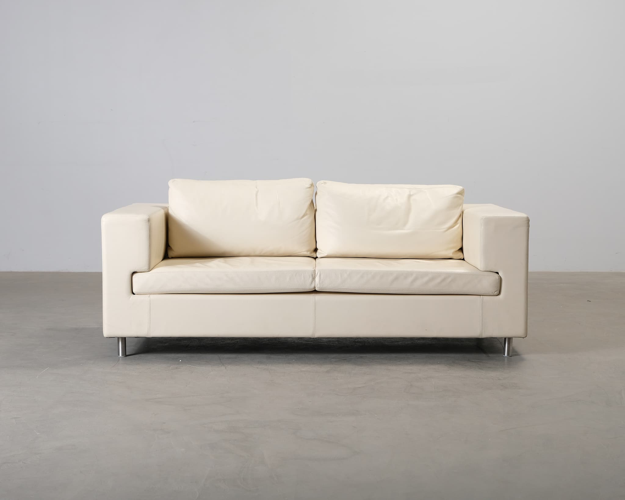 2-sits lädersoffa naturvit