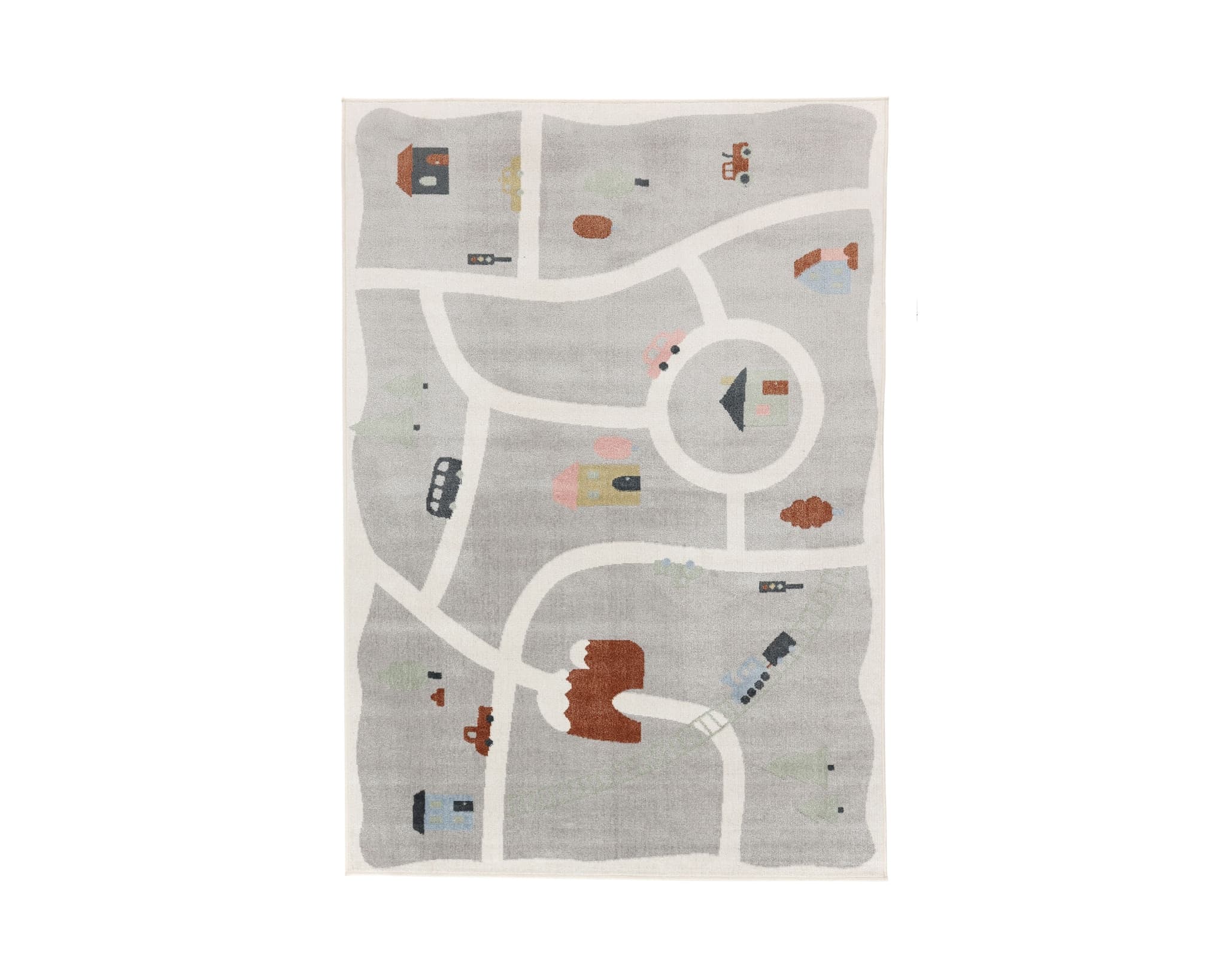 Rugvista Essential Road Map matta 140 x 200 cm grå