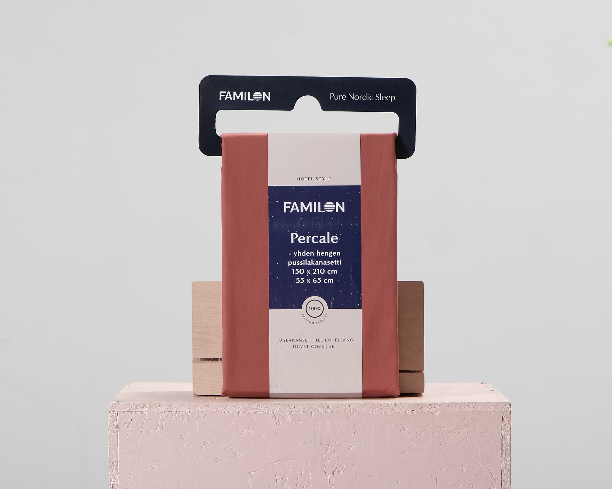 Familon Percale påslakanset 150 x 210 cm + 55 x 65 cm brun