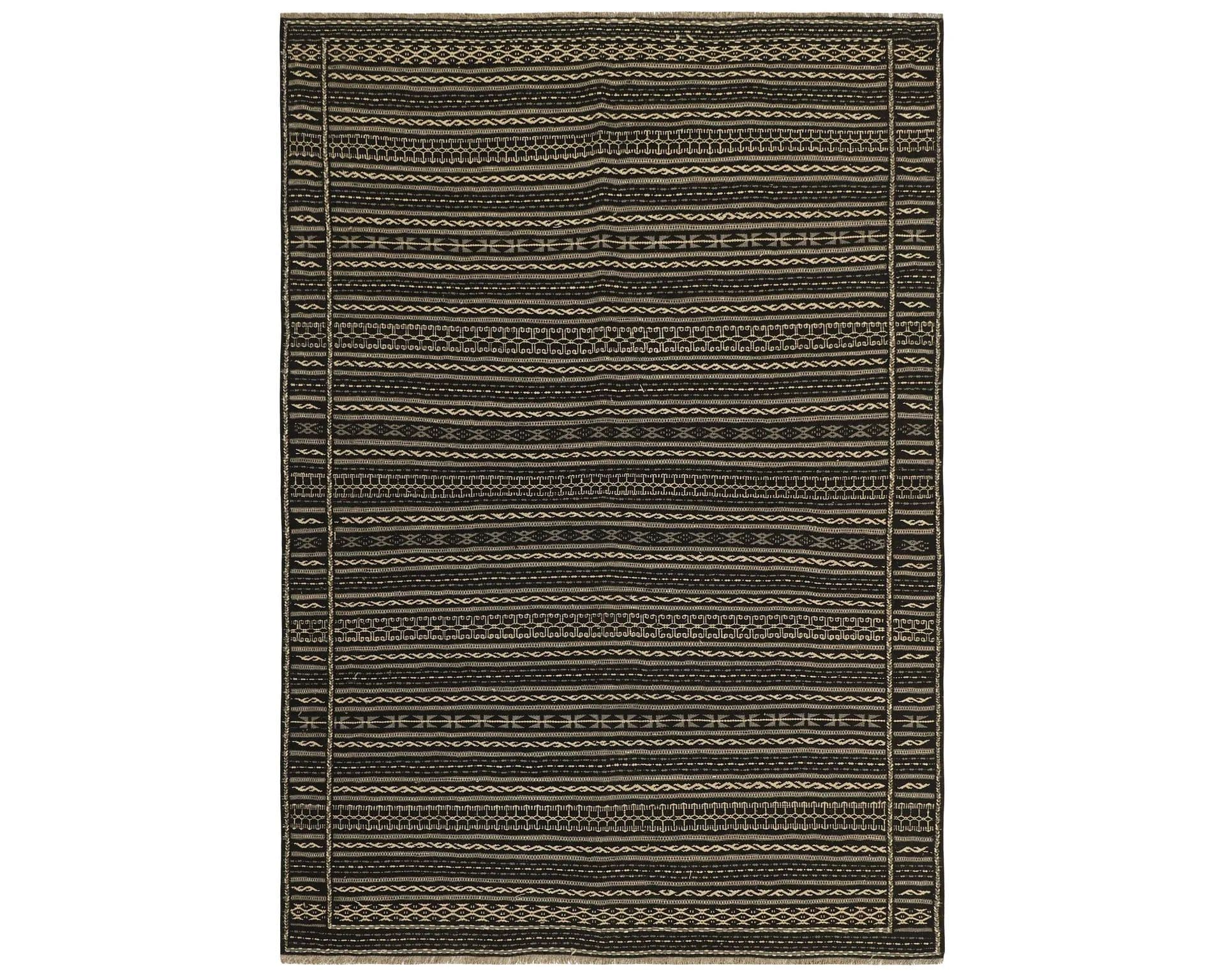 Kelim Kordi orientalisk matta svart 166 x 235 cm