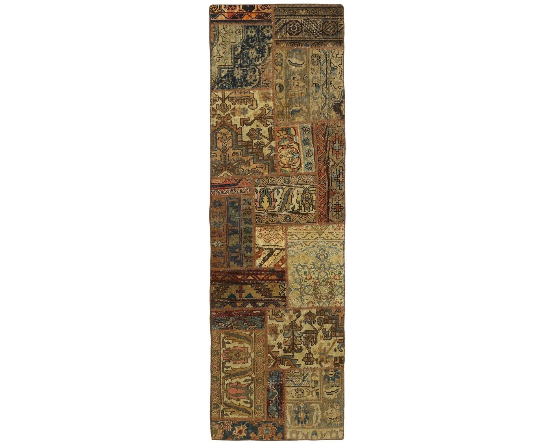 Malayer orientalisk matta beige / brun / grön 74 x 252 cm