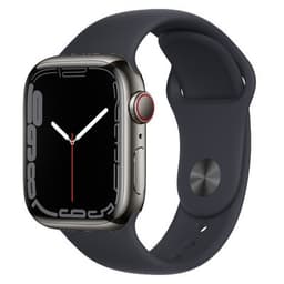Apple Watch Series 7 GPS + Cellular Graphite Stainless Steel 45mm Black Sport Band - Good