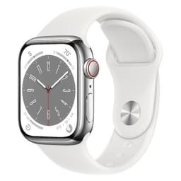 Apple Watch Series 8 GPS + Cellular Silver Stainless Steel 45mm White Sport Band - Very Good