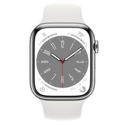 Apple Watch Series 7 GPS + Cellular Silver Stainless Steel 41mm White Sport Band - Good