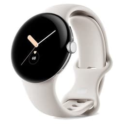 Google Pixel Watch LTE Polished Silver 41mm Chalk Active Band Unlocked - Pristine