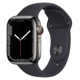 Apple Watch Series 7 GPS + Cellular Graphite Stainless Steel 45mm Black Sport Band - Very Good