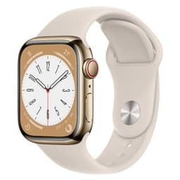 Apple Watch Series 8 GPS + Cellular Gold Stainless Steel 45mm Starlight Sport Band - Pristine