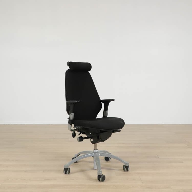 Kontorsstol Logic 400 - Mörkgrå Med nackstöd och armstöd - Krom fot