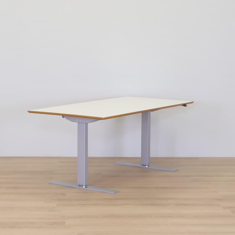 Elektriskt höj- och sänkbart  skrivbord  - Vit träkant