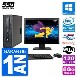 PC HP EliteDesk 800 G1 Ecran 19" Intel G3220 RAM 8Go SSD 120Go Windows 10 Wifi