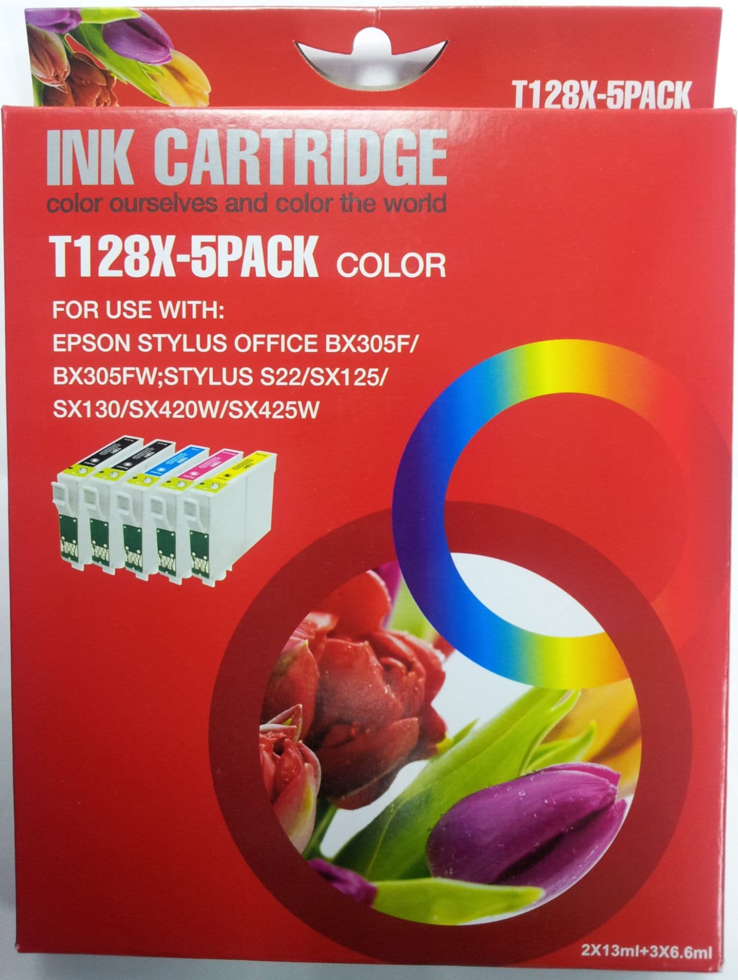 Pack de 5 cartouches compatible pour EPSON 2xT1281, T1282, T1283, T128 - Garantie 1 an