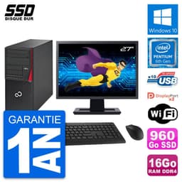 PC Tour Fujitsu P756 Ecran 27" Pentium G4400 RAM 16Go SSD 960Go Windows 10 Wifi