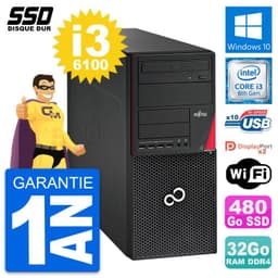 PC Tour Fujitsu Esprimo P756 MT Intel i3-6100 RAM 32Go SSD 480Go Windows 10 Wifi