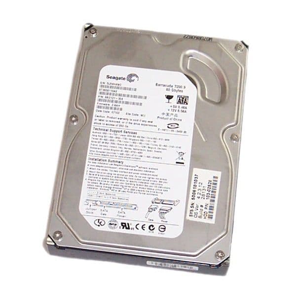 Disque Dur 80Go Seagate Barracuda ST3808110AS 3.5 Sata 8Mo 7200.9