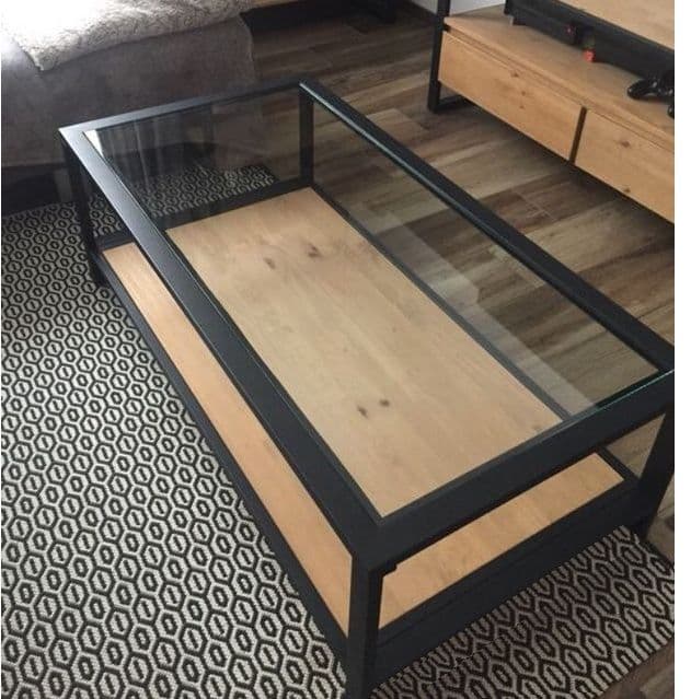 TABLE basse DESIGN NOIR ACIER ET VERRE Dimension 120 x 45 x 30 cm de salon meuble demontable