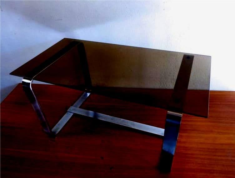 TABLE BASSE VERRE PIEDS  ALU