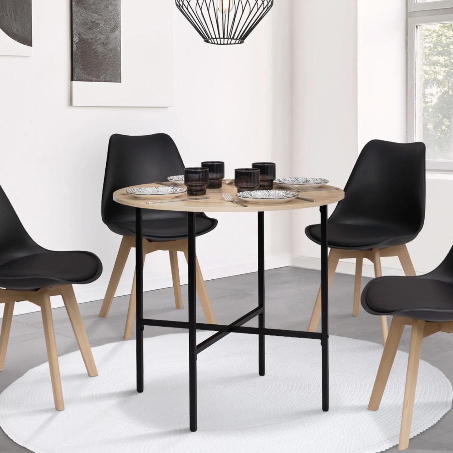 Table A Manger Detroit Ronde 2-4 Personnes Design Industriel 80 Cm