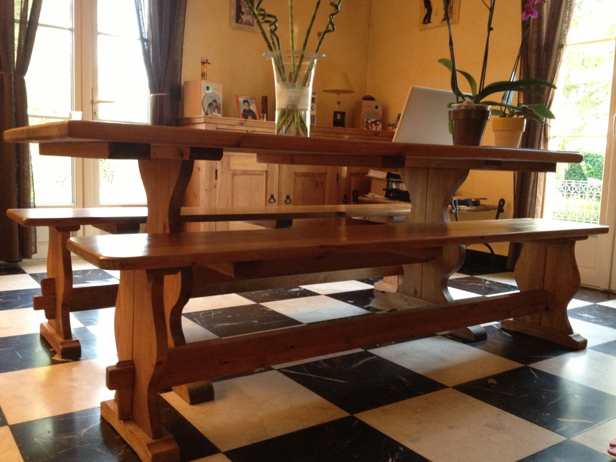 2 Bancs En Pin Massif