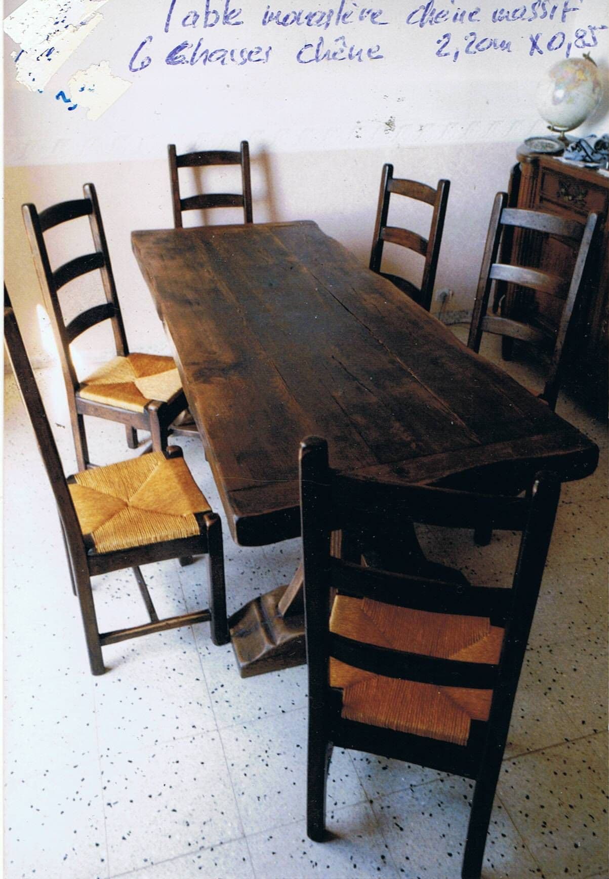 Table De Ferme En Chaine Massif + 6 Chaises Paillées