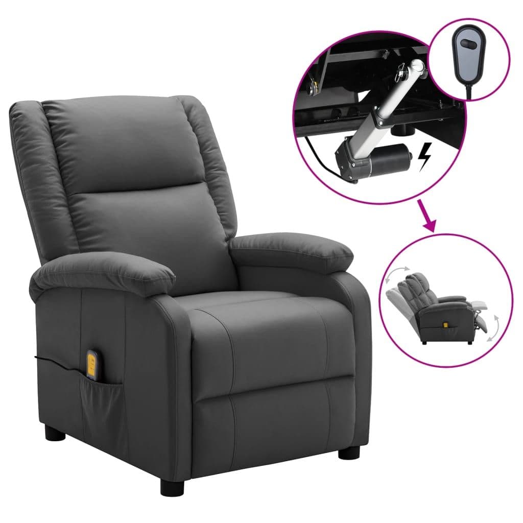 vidaXL Fauteuil de massage électrique Anthracite Similicuir