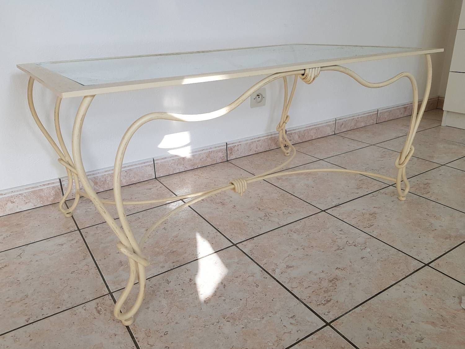 Table Basse Fer Forgé, Plateau En Verre