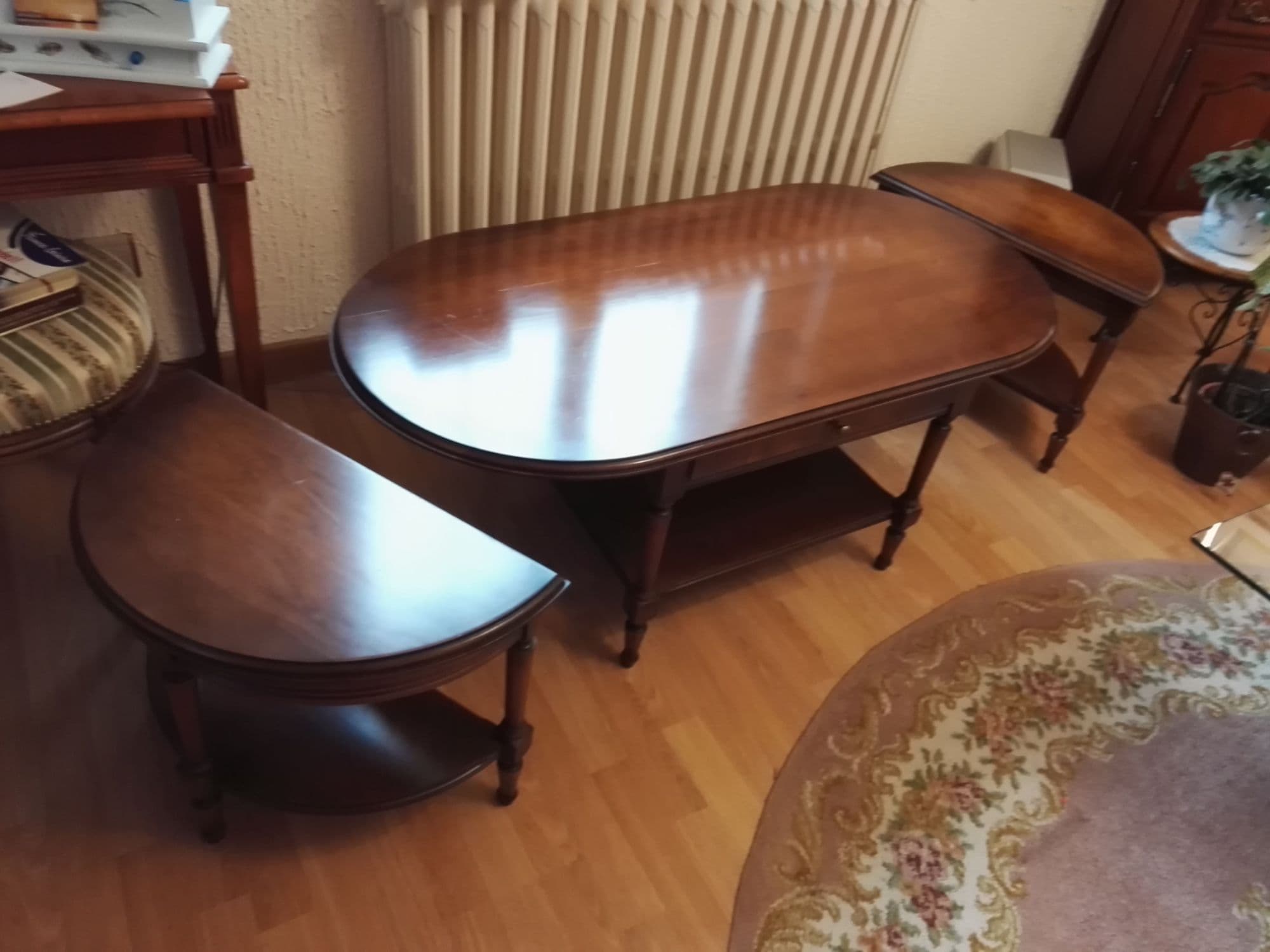 table Basse Merisier Massif Retours Gigognes