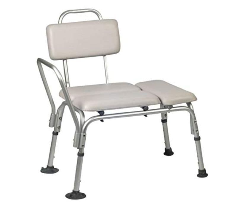 Banc De Transfert De Bain Rembourré. Poignée, Dossier Et Pieds Réversibles. Pieds À Ventouse. Hauteur De Réglage 559 À 660 Mm. En Aluminium Pour Un Poids De 5 Kg Siége 61 Cm X 41 Cm Charge 120 Kg