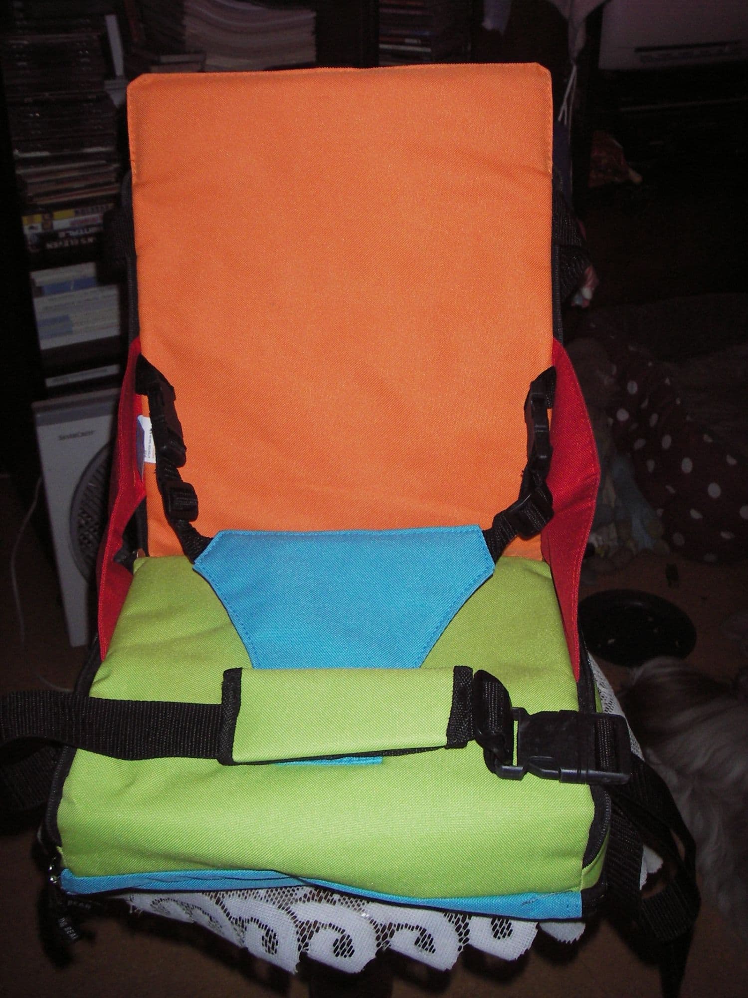 Bébé Voyage Bagage De Rehausseur Siège Pliant Chaise Haute Portable Harnais De Sécurite multicolore, marque King Bean, poche filet au dos,