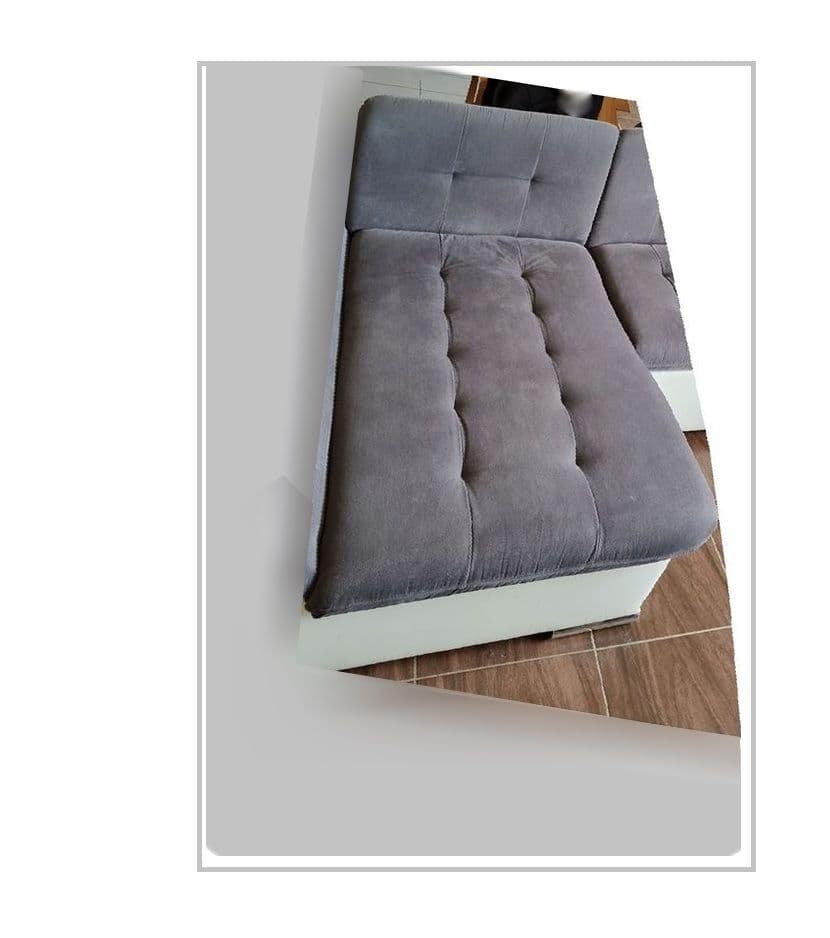 Meridienne Canape Divan Gris Et Blanc
