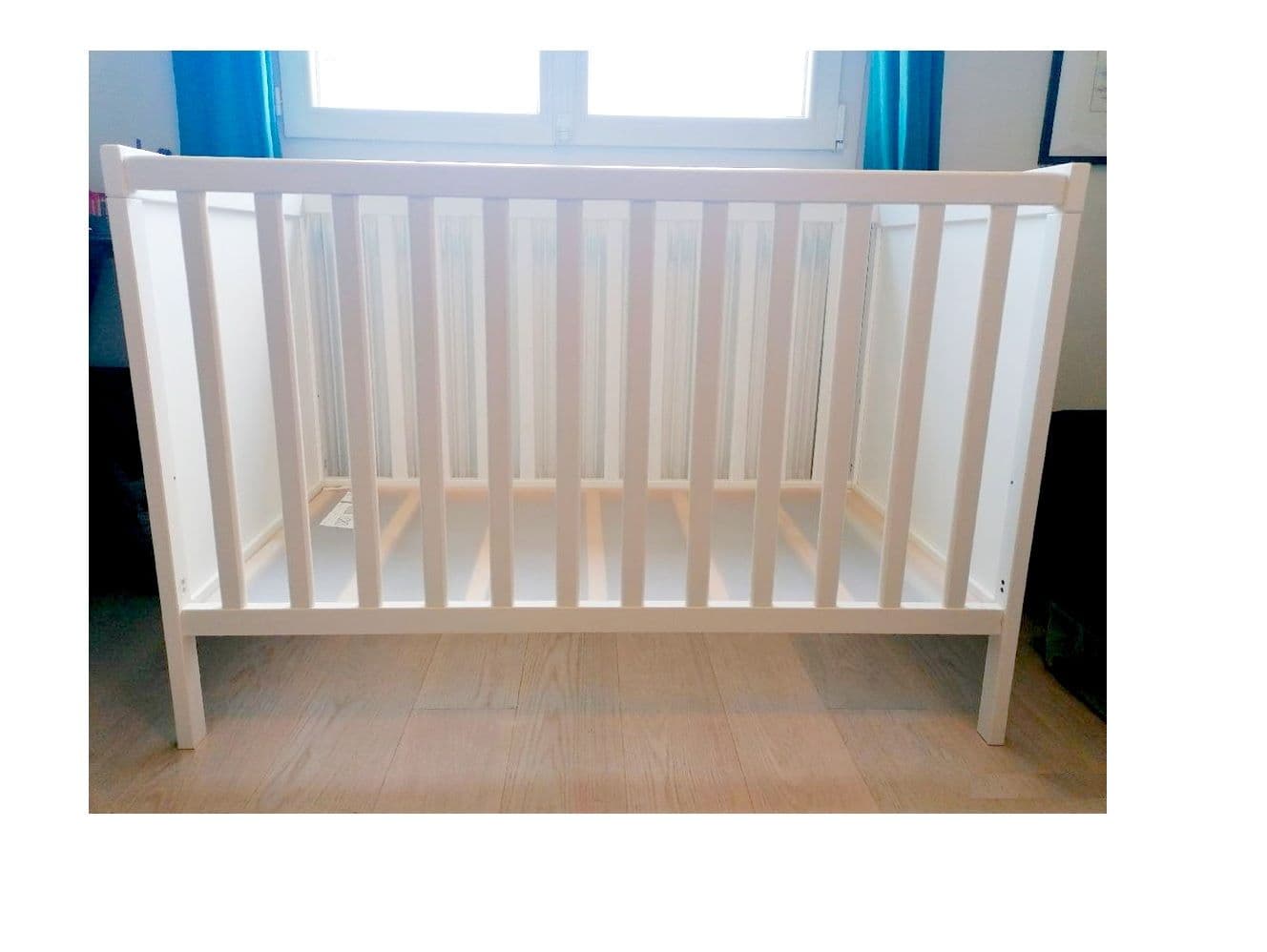 lit BERCEAU Bébé JUSQU A 3 ANS BLANC BOIS COUCHAGE REPOS SECURITE classic cocon design sobre panneaux + barreaux bois Hêtre massif déco chambre jeune enfant 120 x 60 cm norme de securite francaise NF