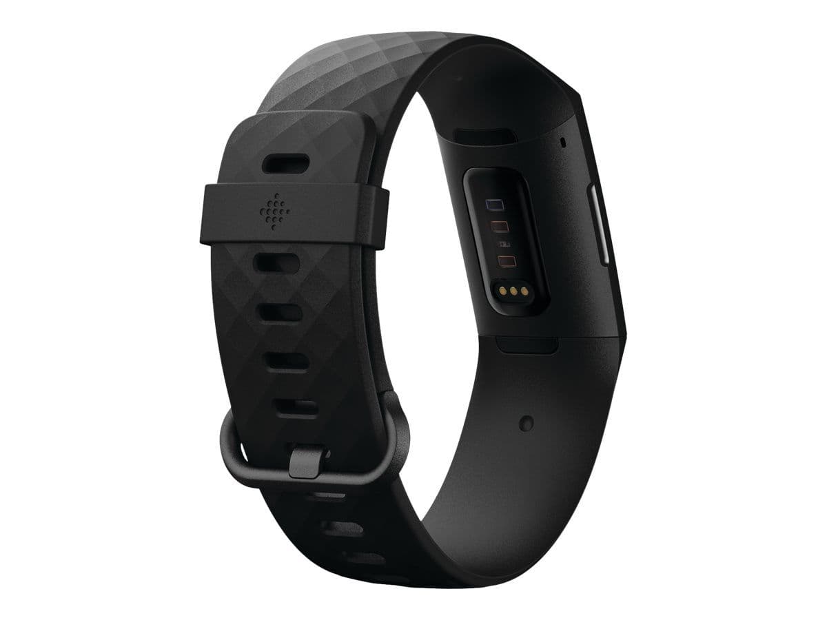 Fitbit Charge 4 - Noir - suivi d'activités avec bracelet - élastomère - bleu orage - taille du poignet : jusque 247 mm - monochrome - NFC, Bluetooth - 30 g
