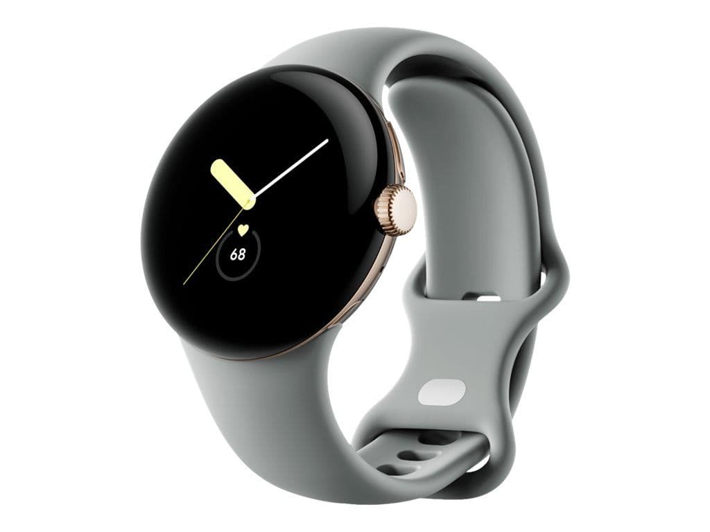 Google Pixel Watch - Or champagne - Montre connectée avec bracelet - fluoroélastomère - noisette - taille du bracelet : L - 32 Go - Wi-Fi, NFC, Bluetooth - 4G - 36 g