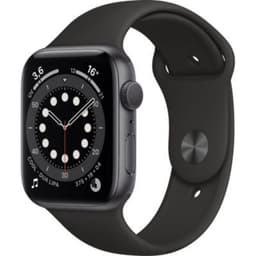 Apple Watch Series 6 (GPS) - Boitier 44 mm aluminium gris avec bracelet sport noir