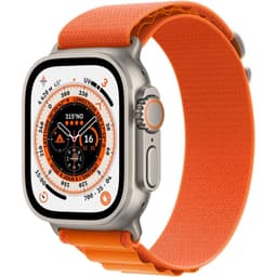 Apple Watch Ultra - Boîtier 49 mm Titane avec Bracelet Nylon Orange de taille M