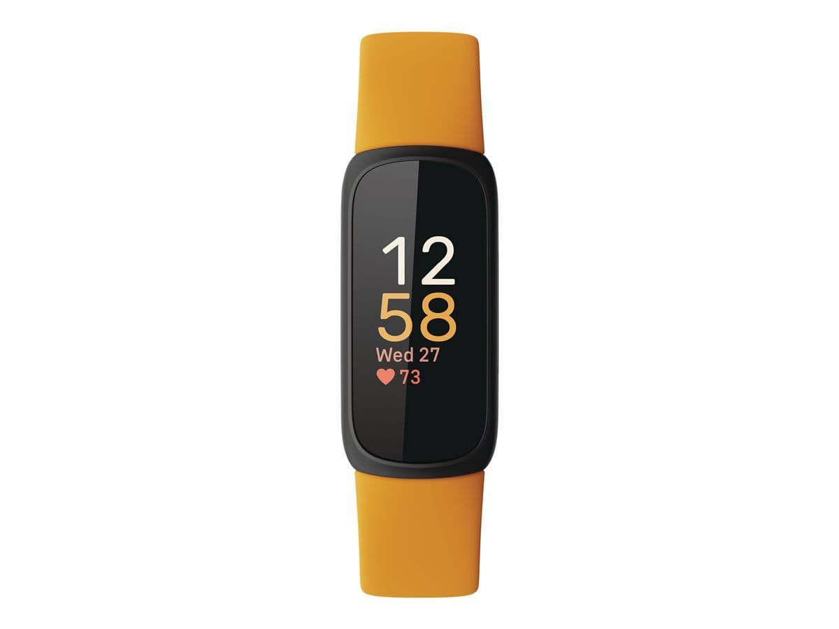 Fitbit Inspire 3 - Noir - Tracker d'activités avec bracelet - silicone - de couleur orange - taille du poignet : jusque 221 mm - Bluetooth - noir, lumière du matin