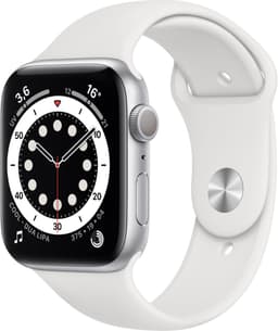 Apple Watch Series 6 (GPS) - Boitier 44 mm aluminium argent avec bracelet sport blanc