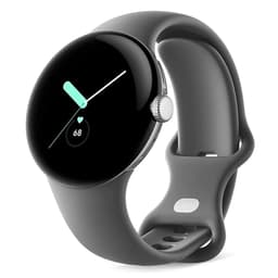 Google Pixel Watch - 41 mm - argent poli - Montre connectée avec bracelet active - fluoroélastomère - charbon de bois - taille du bracelet : L - 32 Go - Wi-Fi, LTE, NFC, Bluetooth - 4G - 36 g