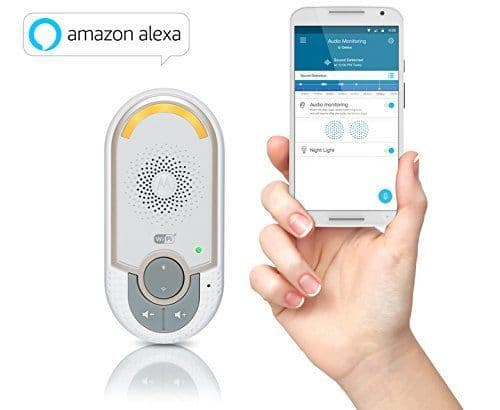 Motorola MBP 162 Connect - Babyphone audio Wi-Fi avec veilleuse, fonction talkie walkie, alertes du niveau sonore sur votre smartphone/tablette, couleur blanc