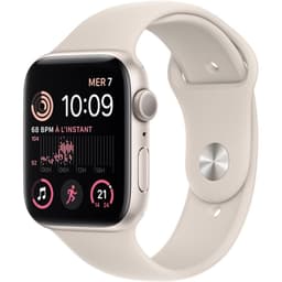 Apple Watch SE (GPS) - 2e génération - 44 mm - aluminium droit - Montre connectée avec bracelet sport - fluoroélastomère - droit - taille du bracelet : Normal - 32 Go - Wi-Fi, Bluetooth - 32.9 g